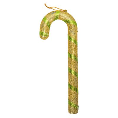 BASTÓN NAVIDAD VERDE BRILLANTE 22CM 2X1