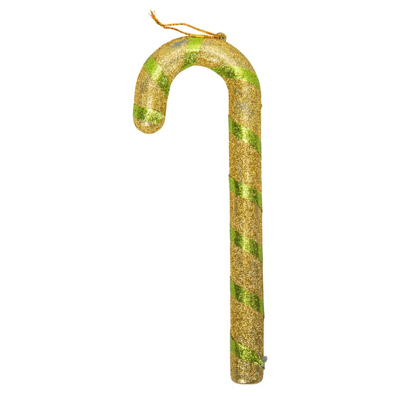 BASTÓN NAVIDAD VERDE BRILLANTE 22CM 2X1