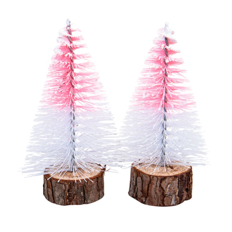 ARBOLITO NAVIDAD MADERA GUIRNALDA BCO/ROJO 12CM (2U)
