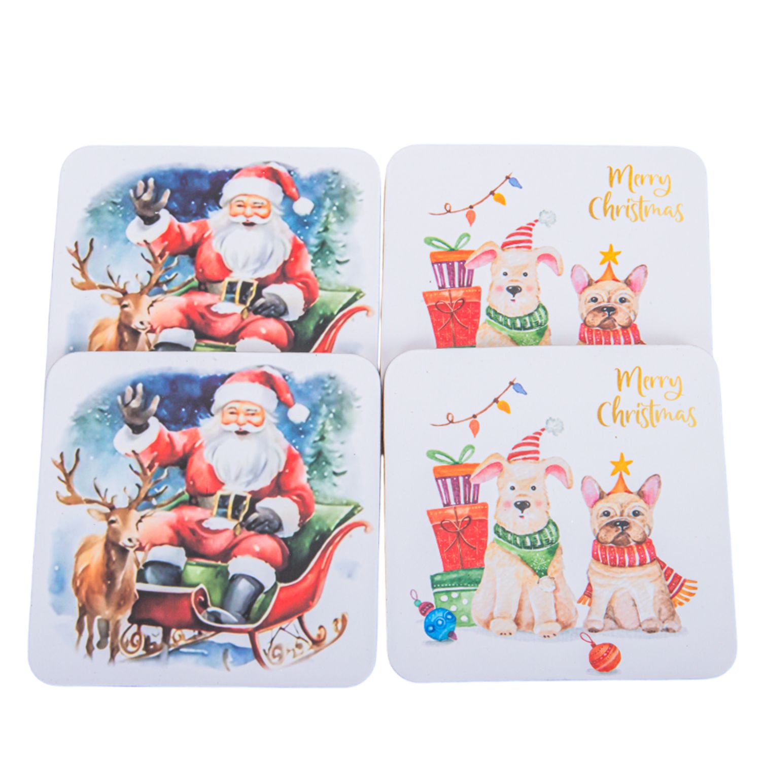 POSAVASO NAVIDAD CUADRADO PAPA NOEL BCO 9.5CM