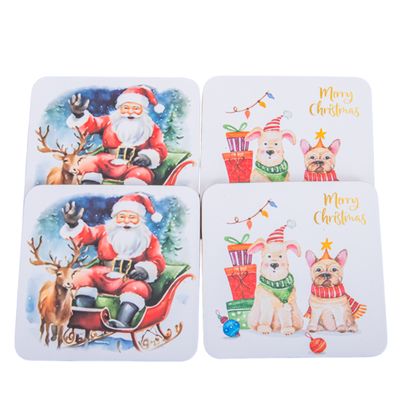 POSAVASO NAVIDAD CUADRADO PAPA NOEL BCO 9.5CM