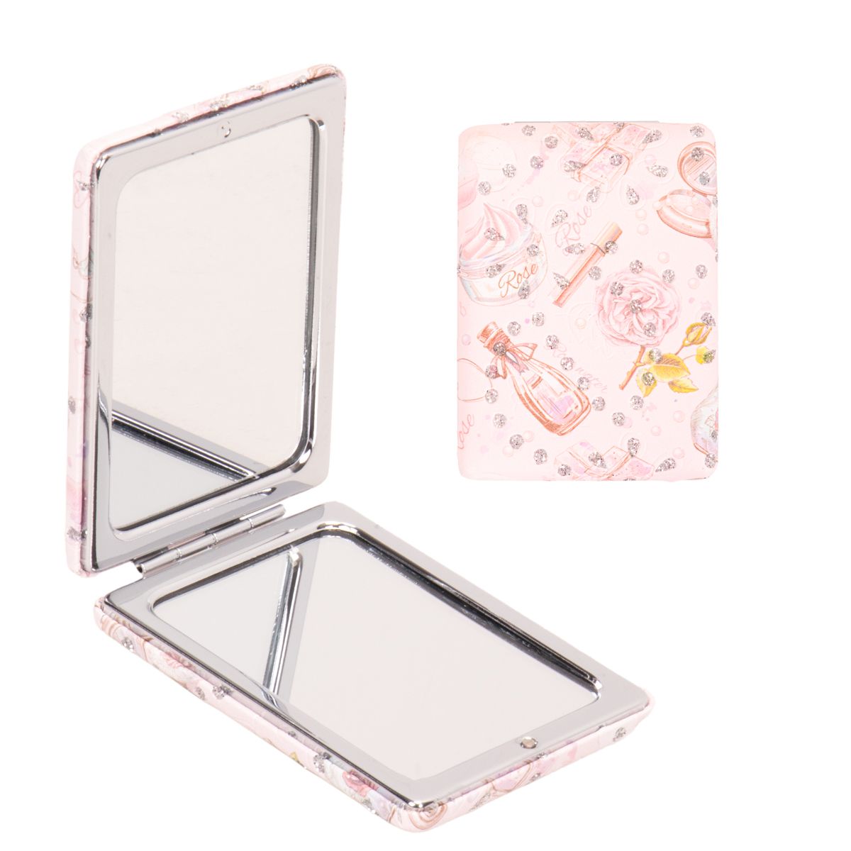 ESPEJO MANO RECTANGULAR PERFUMES BCO/ROSA 