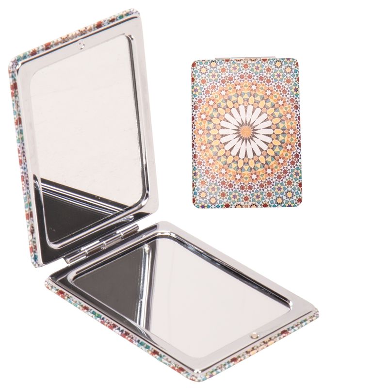 ESPEJO MANO RECTANGULAR MANDALAS NEGRO/DORADO