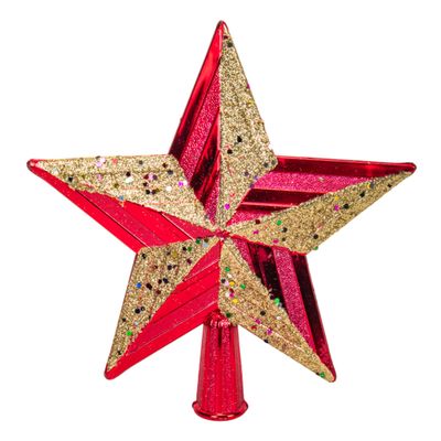 ESTRELLA ÁRBOL NAVIDAD ROJA/DORADA 20CM