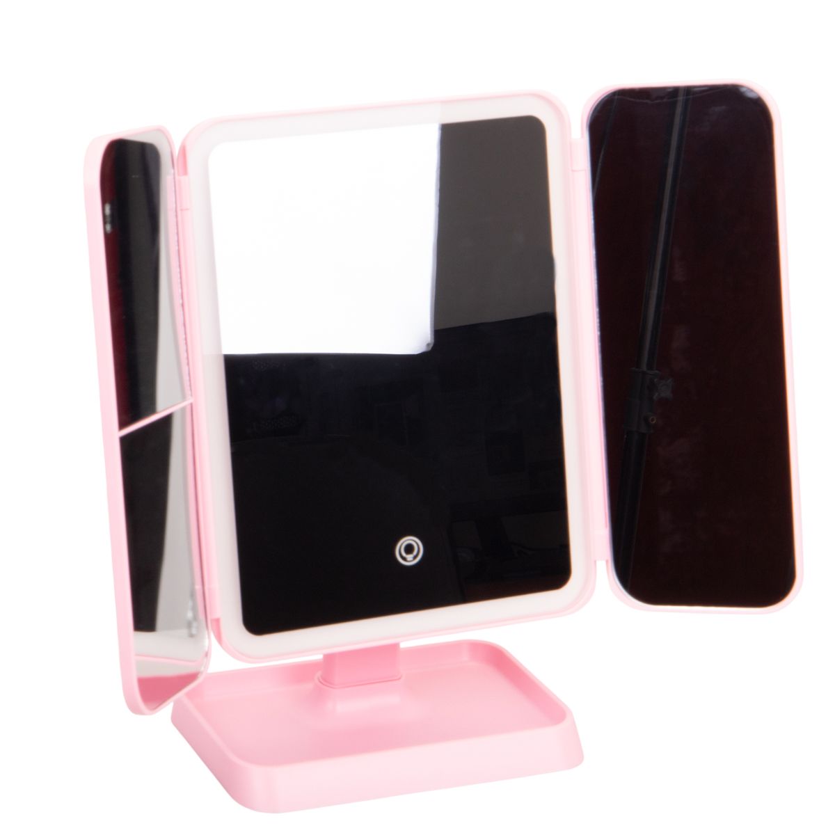 ESPEJO LED TOCADOR PLEGABLE CON ALMACENAMIENTO ROSA