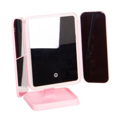 ESPEJO LED TOCADOR PLEGABLE CON ALMACENAMIENTO ROSA