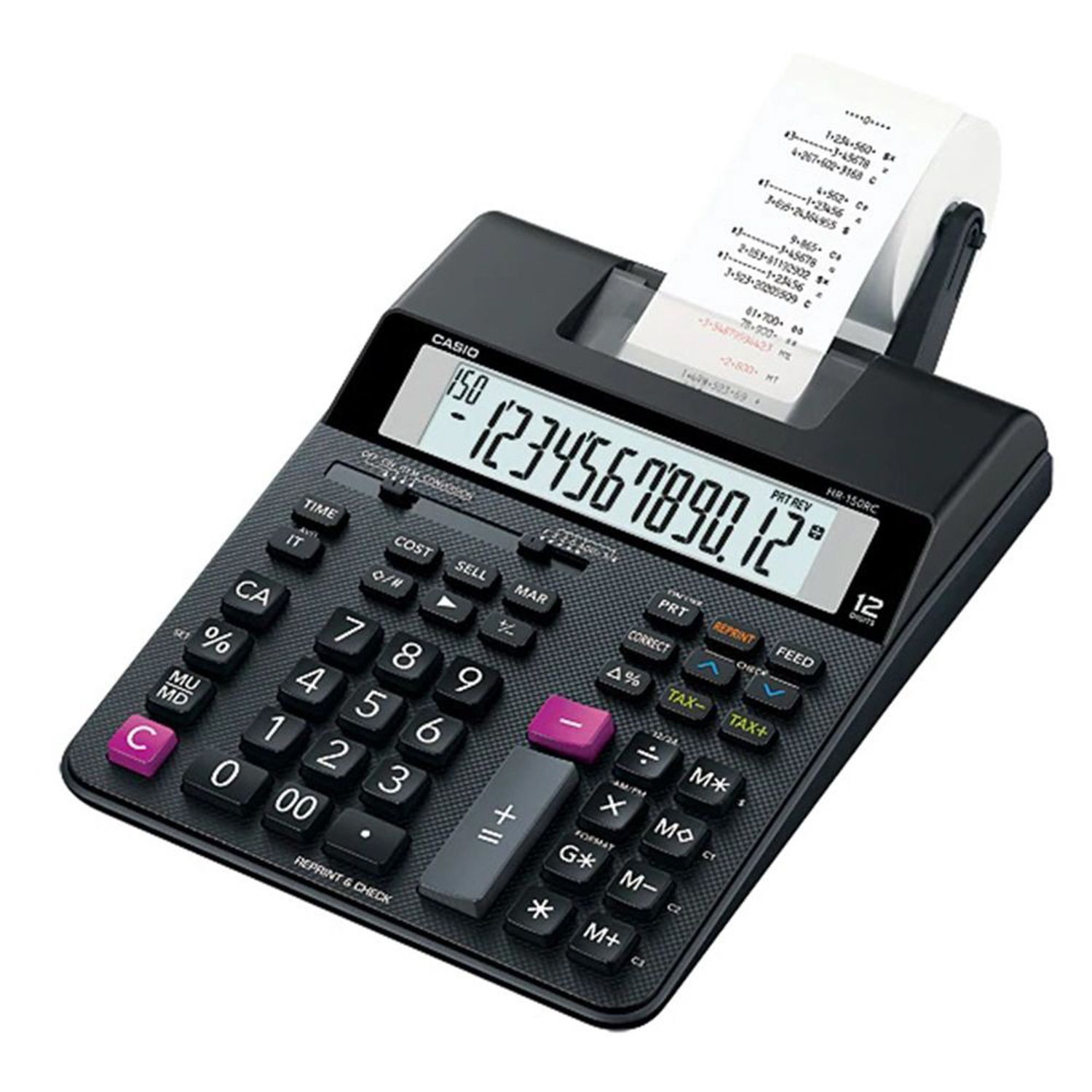 CALCULADORA CASIO CON IMPRESORA HR-150RC-DC 12 DIGITOS