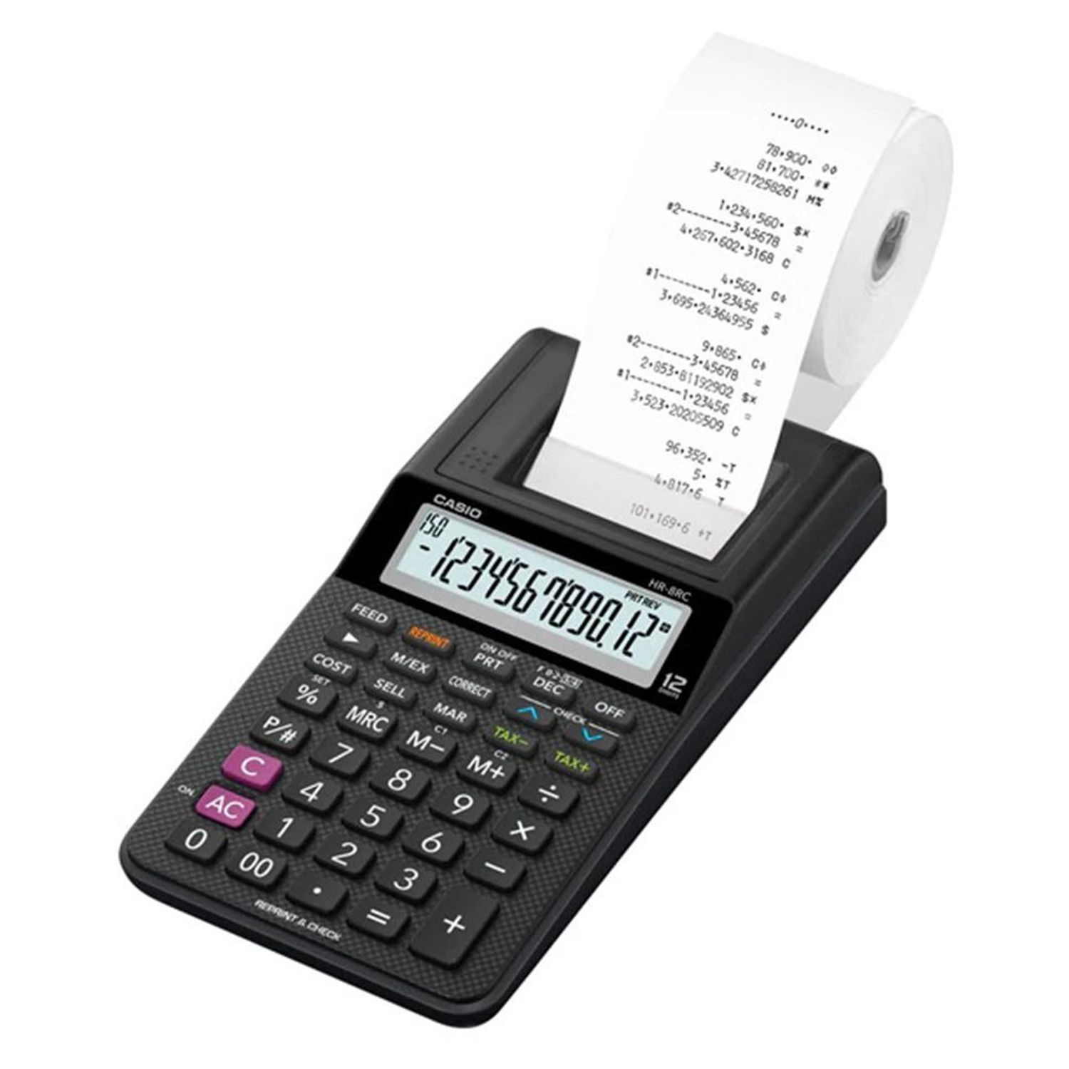 CALCULADORA CASIO CON MINI IMPRESORA HR-8RC-BK-DC 12 DIGITOS