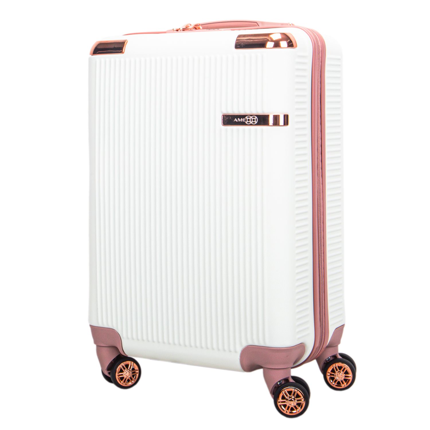 VALIJA AMENEWS ABS 20&quot; CREMA CON ROSE.