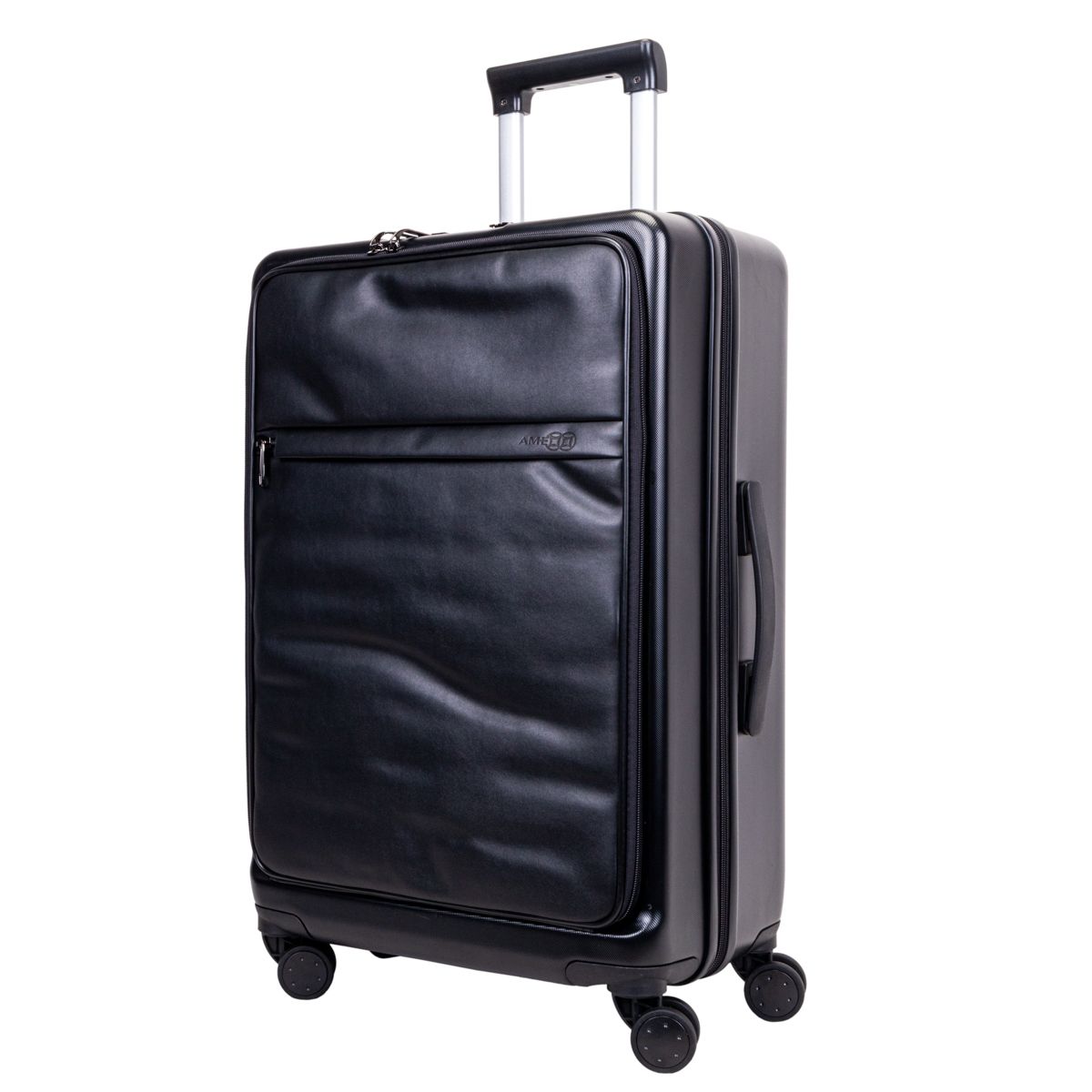 VALIJA AMENEWS ABS CON CUERO ECO. 24&quot; NEGRA
