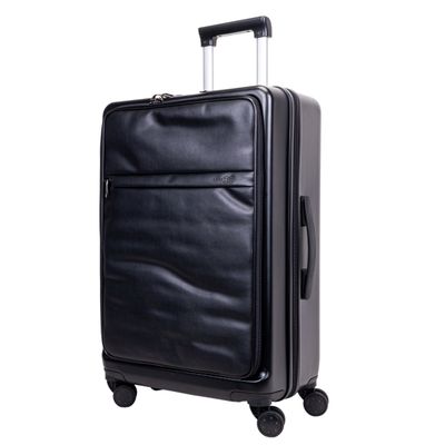 VALIJA AMENEWS ABS CON CUERO ECO. 24&quot; NEGRA
