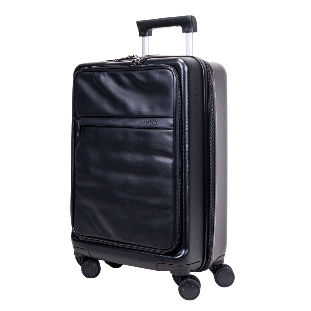 VALIJA AMENEWS ABS CON CUERO ECO. 20&quot; NEGRA