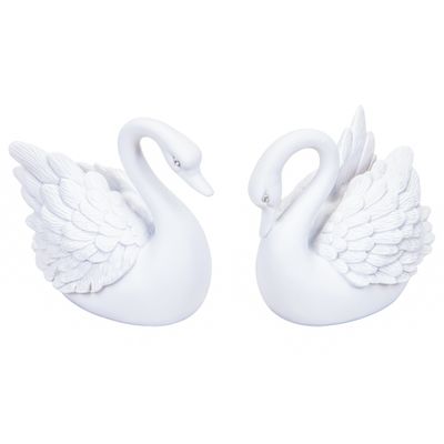 CISNES DECORATIVO DE RESINA 2PZS BLANCO 