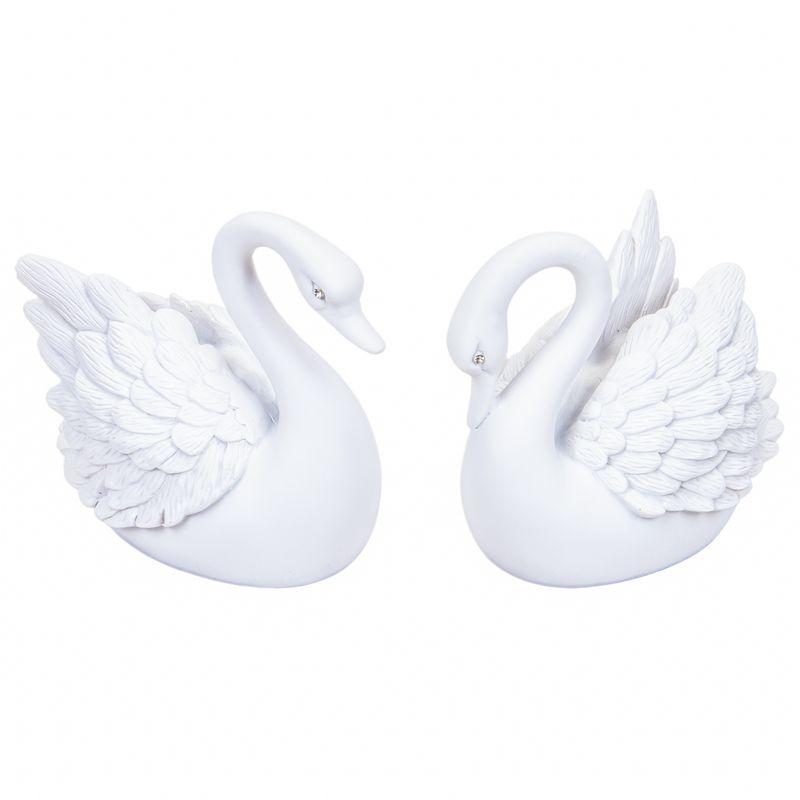 CISNES DECORATIVO DE RESINA 2PZS BLANCO 