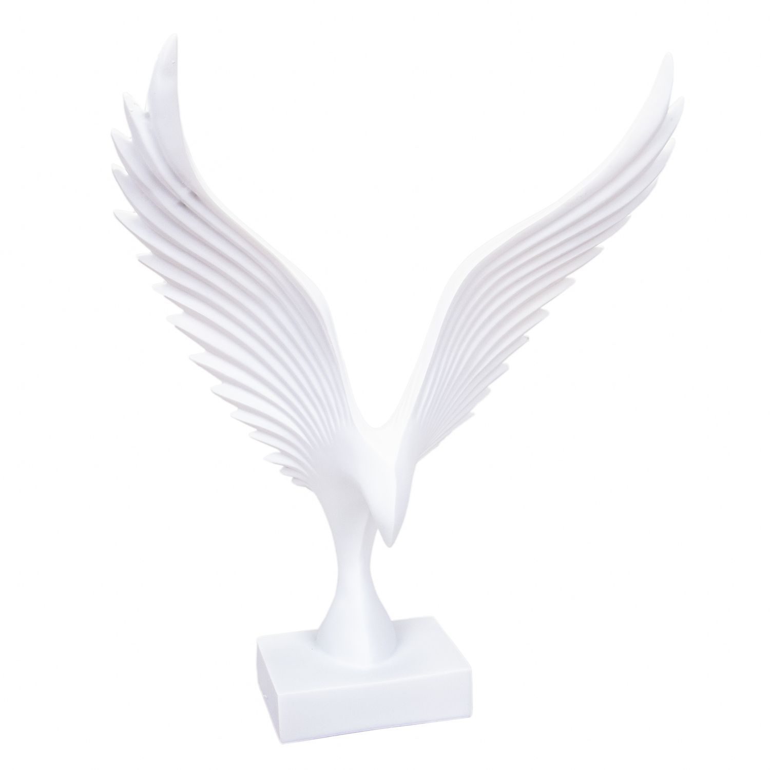ESTATUA DECORATIVA DE AVE EN RESINA 46 CM BLANCA