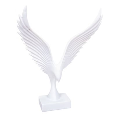ESTATUA DECORATIVA DE AVE EN RESINA 46 CM BLANCA