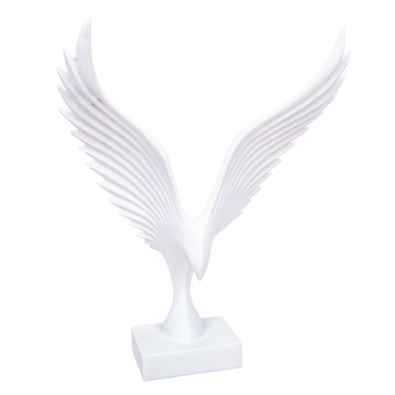 ESTATUA DECORATIVA DE AVE EN RESINA 46 CM BLANCA