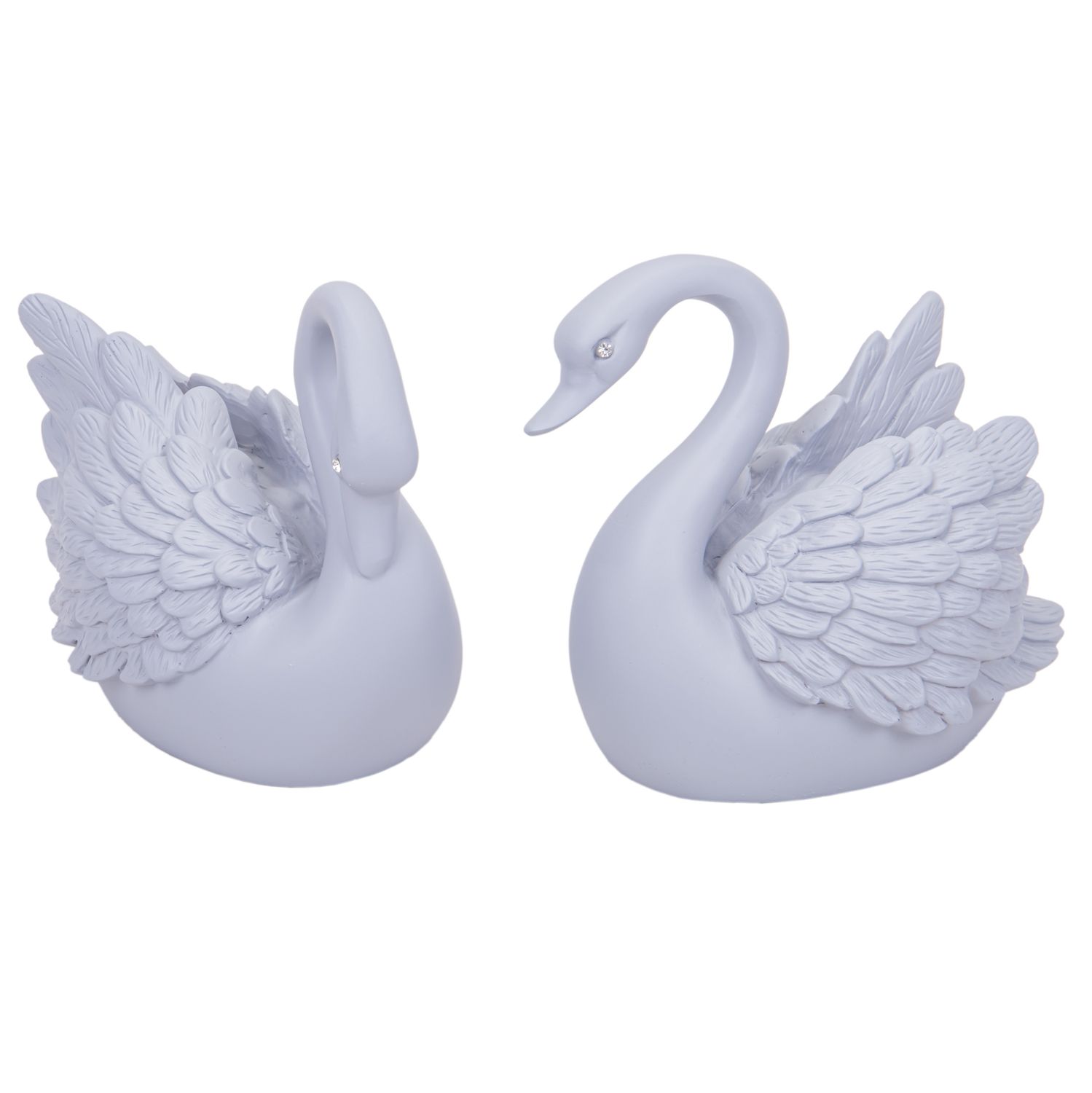 CISNES DECORATIVO DE RESINA 2PZS GRIS