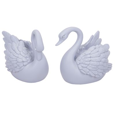 CISNES DECORATIVO DE RESINA 2PZS GRIS