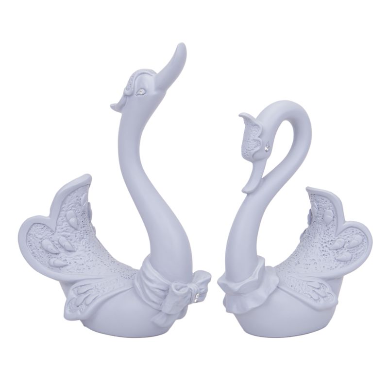 CISNES DECORATIVO DE RESINA 2PZS GRIS