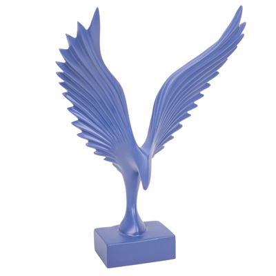 ESTATUA DECORATIVA DE AVE EN RESINA 33 CM AZUL