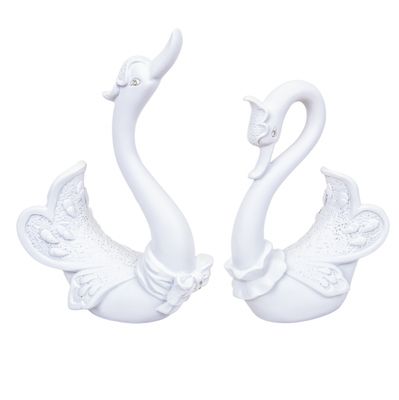 CISNES DECORATIVO DE RESINA 2PZS BLANCO