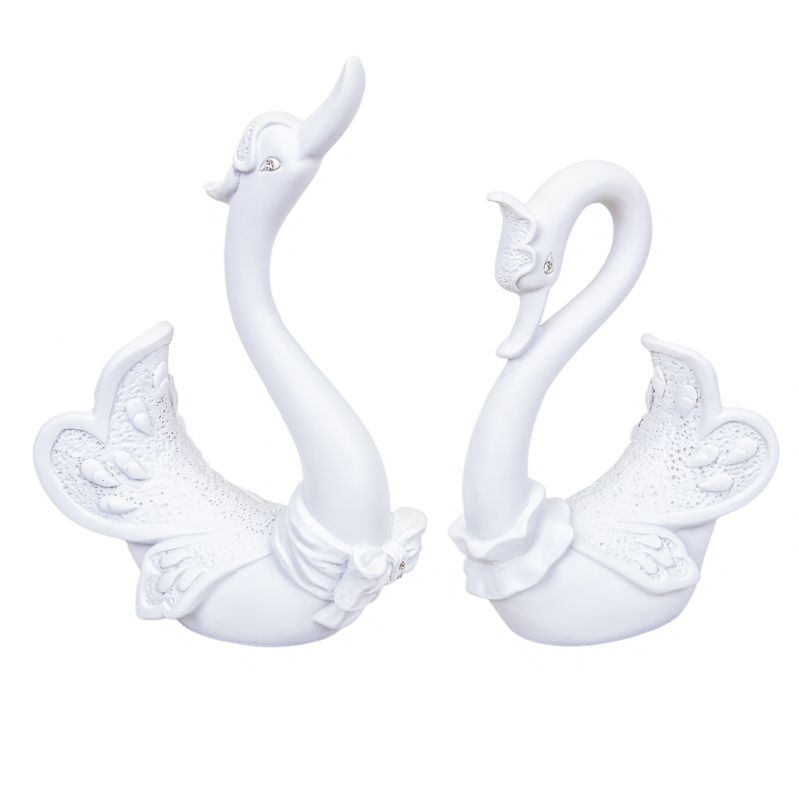 CISNES DECORATIVO DE RESINA 2PZS BLANCO
