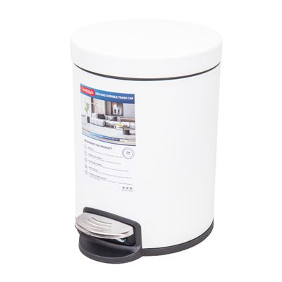 CESTO DE BASURA REDONDO 5L ACERO INOX - BLANCO OPAL