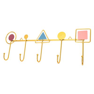 GANCHO DE HIERRO GEOMÉTRICO 45X17 CM DORADO