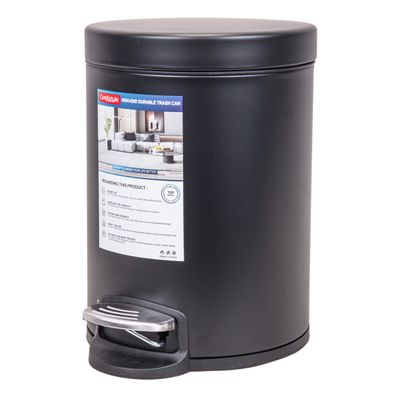 CESTO DE BASURA REDONDO 5L ACERO INOX - NEGRO MATE
