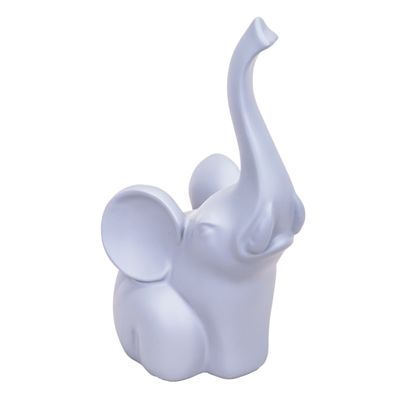 ESTATUA DE ELEFANTE DECORATIVA RESINA 25 CM GRIS
