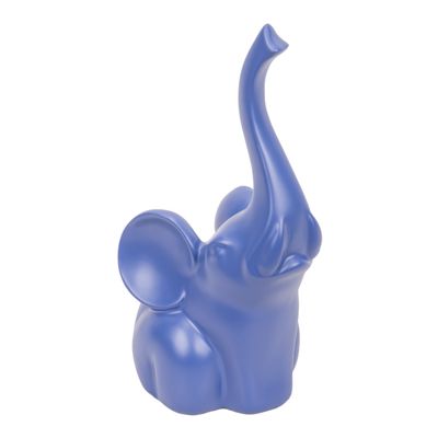 ESTATUA DE ELEFANTE DECORATIVA RESINA 25 CM AZUL