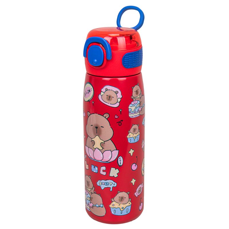 BOTELLA DE AGUA TÉRMICA INFANTIL CAPIBARA 600 ML ROJO