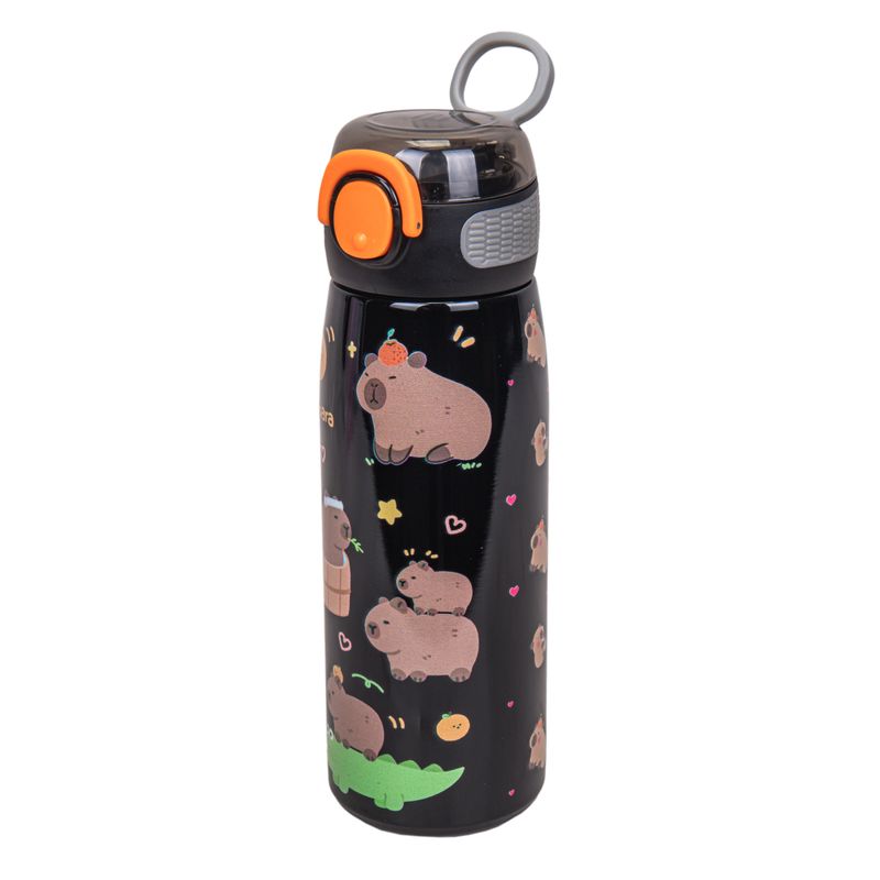 BOTELLA DE AGUA TÉRMICA INFANTIL CAPIBARA 600 ML NEGRO