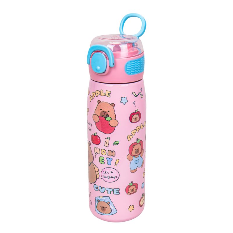BOTELLA DE AGUA TÉRMICA INFANTIL CAPIBARA 600 ML ROSA