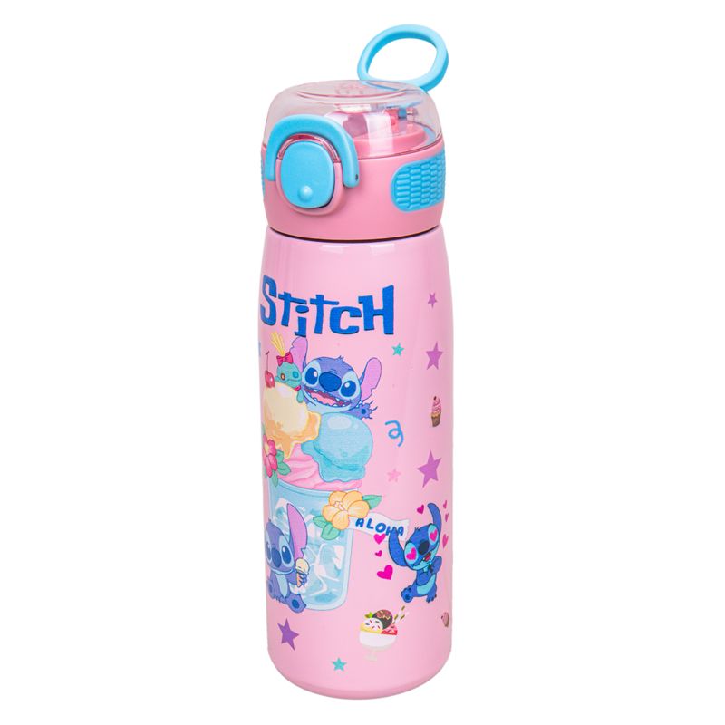 BOTELLA DE AGUA TÉRMICA INFANTIL STITCH 600 ML ROSA