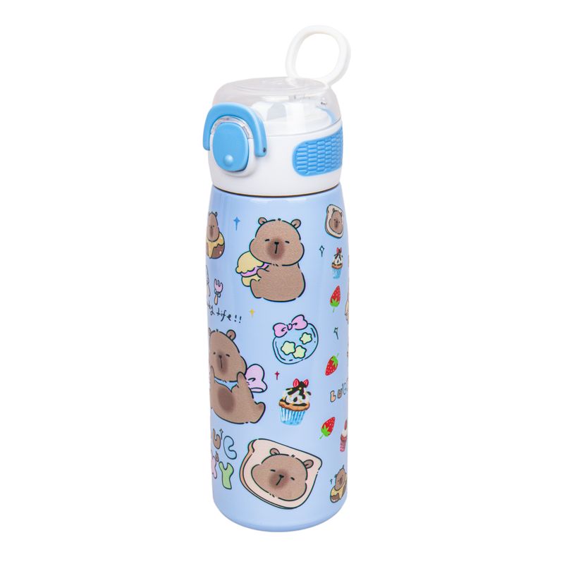 BOTELLA DE AGUA TÉRMICA INFANTIL CAPIBARA 600 ML CELESTE
