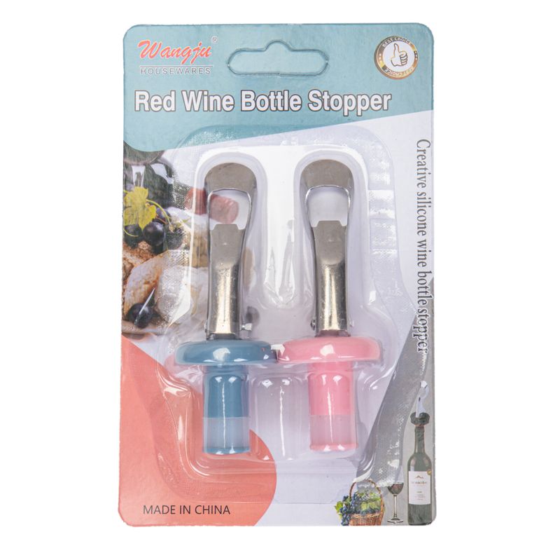SET DE 2 TAPONES PARA VINO - COLORES SURTIDOS