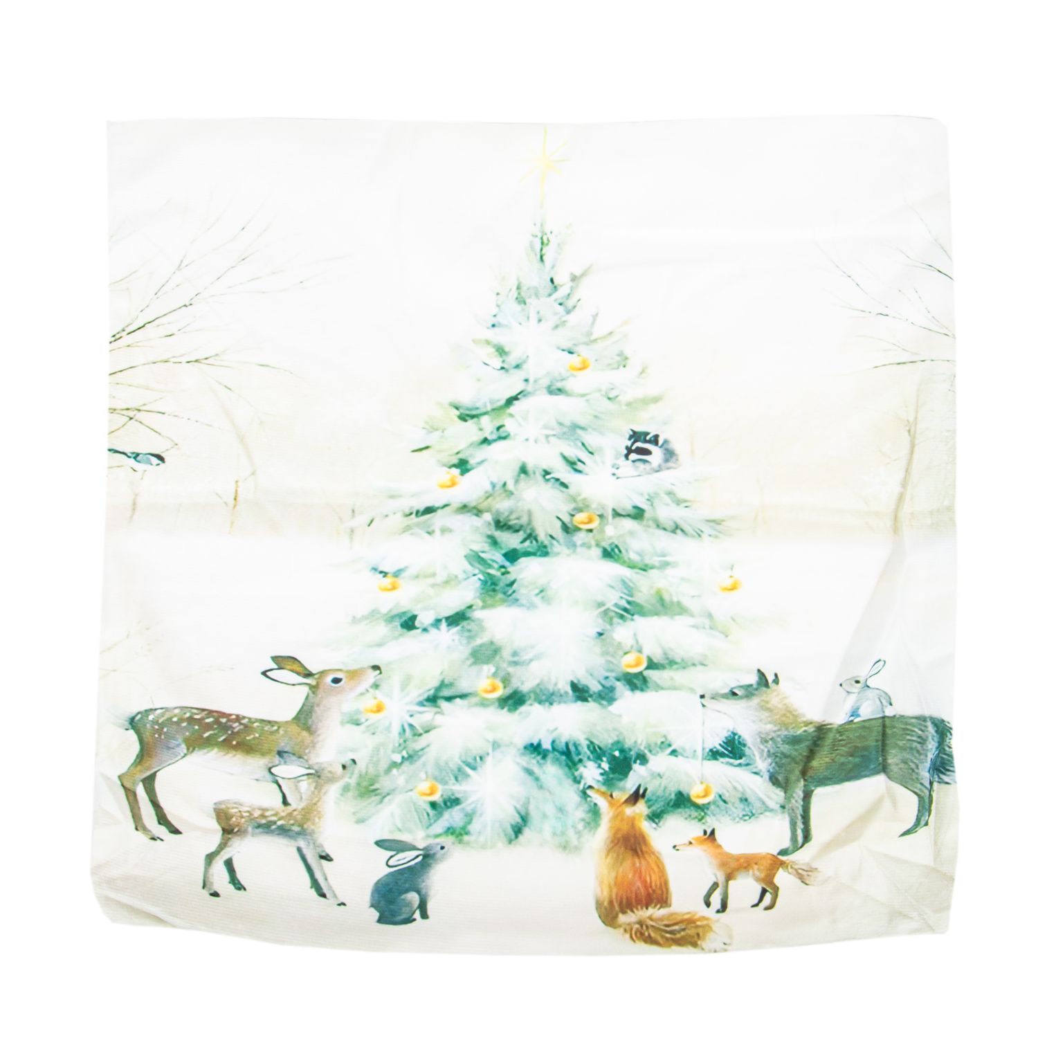 FUNDA DE ALMOHADA NAVIDEÑA 43X43CM CON DISEÑO DE ARBOL