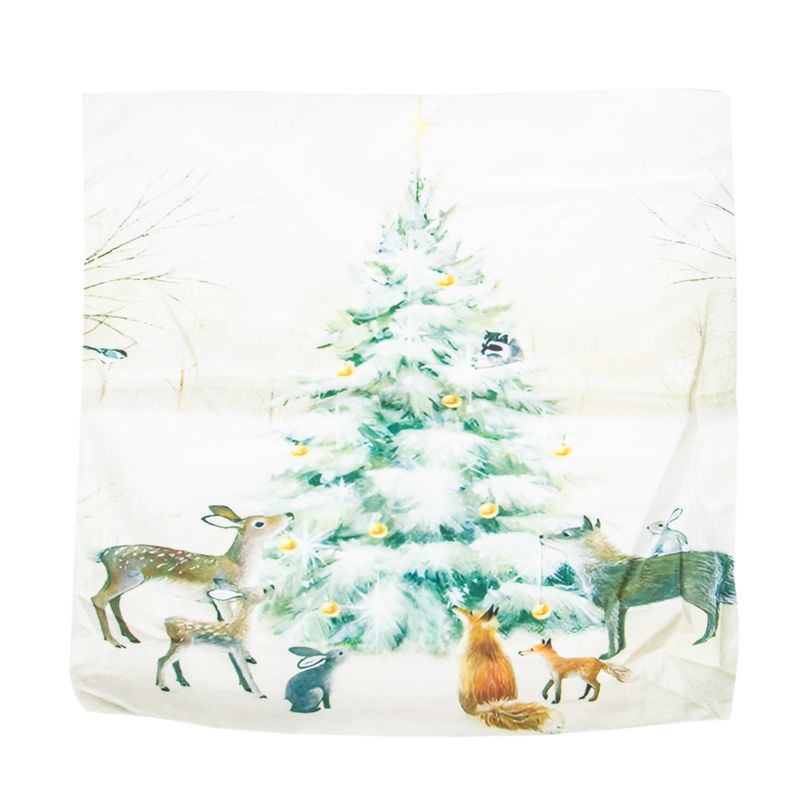 FUNDA DE ALMOHADA NAVIDEÑA 43X43CM CON DISEÑO DE ARBOL