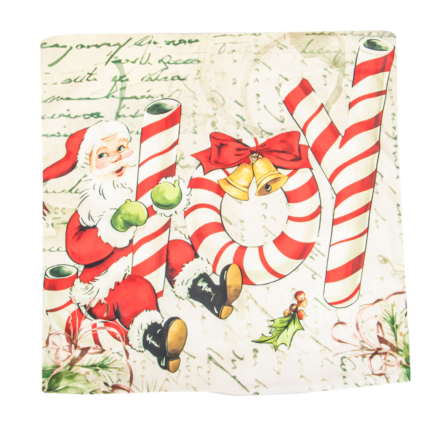 FUNDA DE ALMOHADA NAVIDEÑA 43X43CM CON DISEÑO PAPA NOEL
