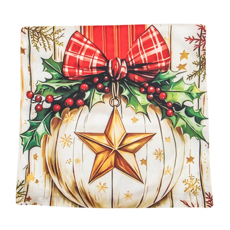 FUNDA DE ALMOHADA NAVIDEÑA 43X43CM CON DISEÑO DE ESTRELLA