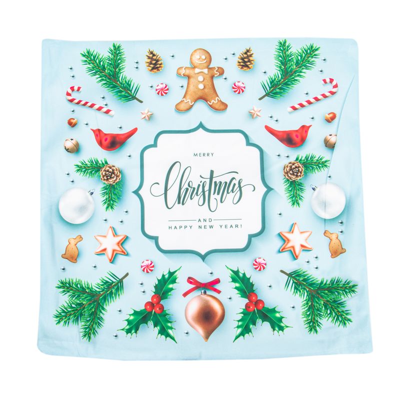 FUNDA DE ALMOHADA NAVIDEÑA 43X43CM CON DISEÑO MERRY CHRISTMA