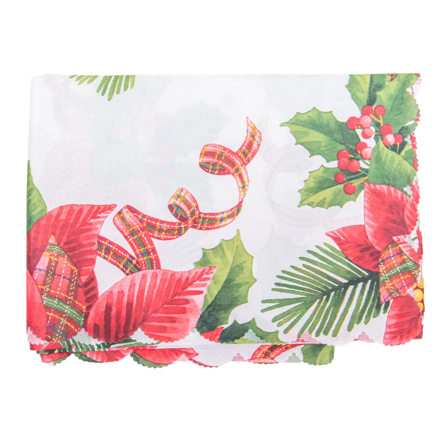 MANTEL NAVIDEÑO RECTANGULAR 150X220 CM BLANCO ESTAMPADO