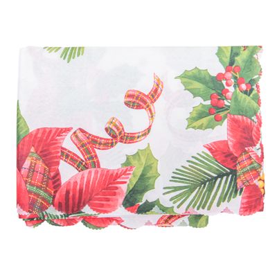 MANTEL NAVIDEÑO RECTANGULAR 150X220 CM BLANCO ESTAMPADO