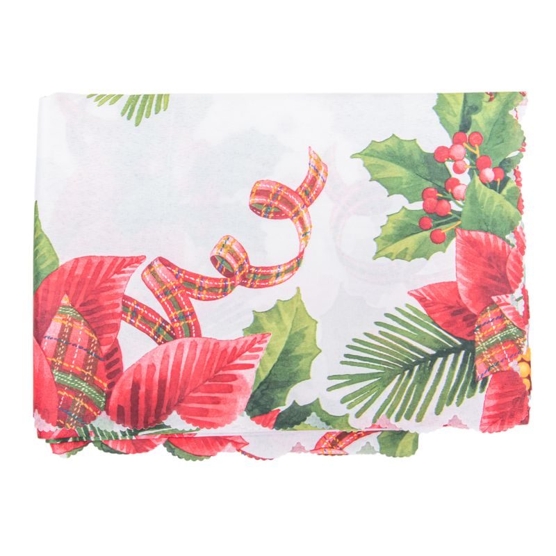 MANTEL NAVIDEÑO RECTANGULAR 150X220 CM BLANCO ESTAMPADO