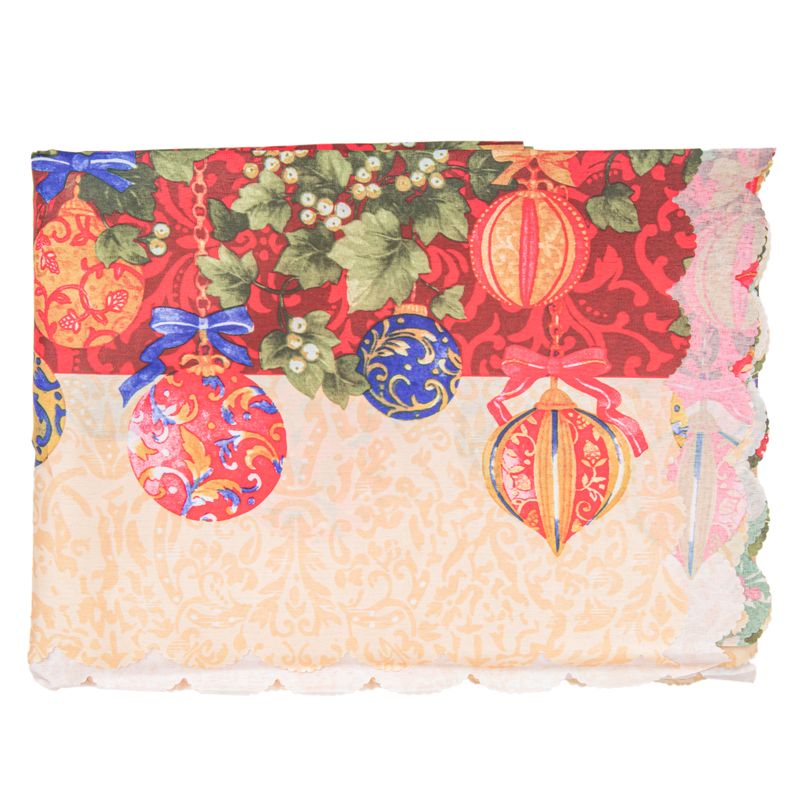 MANTEL NAVIDEÑO RECTANGULAR 150X220 CM DORADO ESTAMPADO