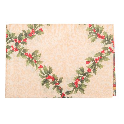 MANTEL NAVIDEÑO RECTANGULAR 150X250 CM DORADO ESTAMPADO