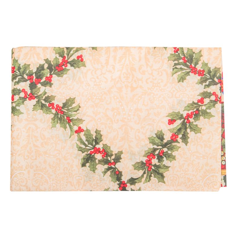 MANTEL NAVIDEÑO RECTANGULAR 150X250 CM DORADO ESTAMPADO