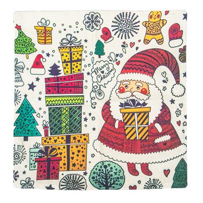 FUNDA DE ALMOHADA NAVIDEÑA 43X43CM PAPÁ NOEL CON REGALOS